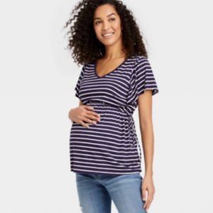 NWT Flutter Short Sleeve Tie-Waist Maternity Top -by Ingrid & Isabel Small